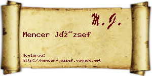 Mencer József névjegykártya